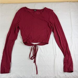 SHEIN Wine Red Long Sleeve Crop Top